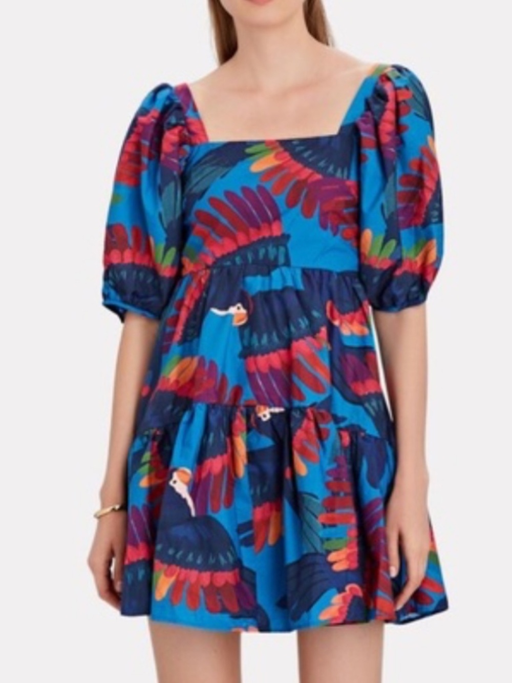 Farm Rio Rainbow Macaw Mini Dress Size S